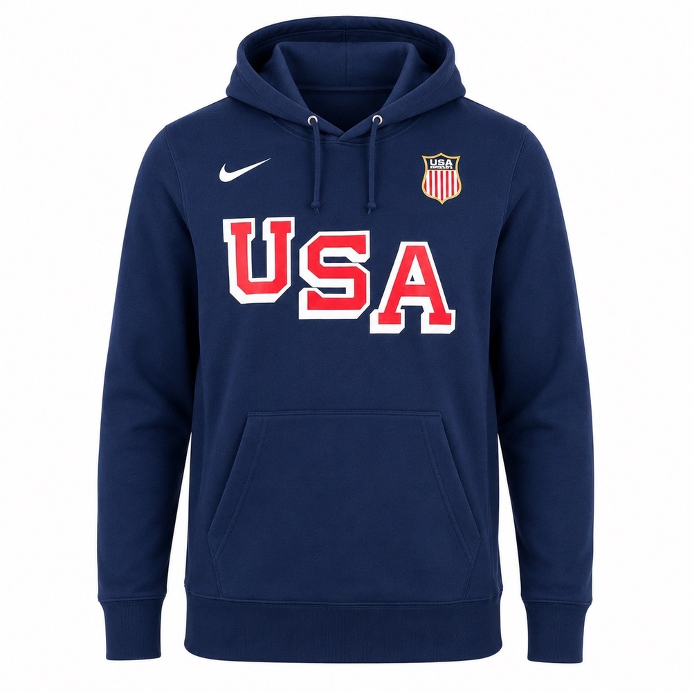 Nike USA Hockey Club Fleece Hoodie Mens Medium Navy NEW streetwear sporty casual